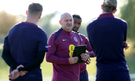 Lee Carsley takes a training session at St George's Park