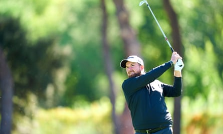 Shane Lowry of Ireland plays his second shot on the second hole on day three of the acciona Open de España last month