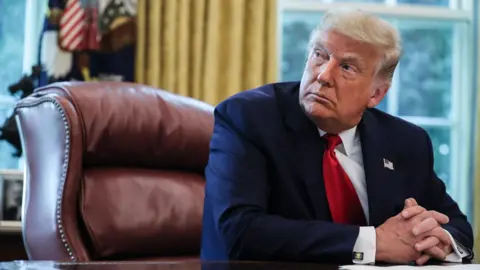 Getty Images U.S. President Donald Trump speaks in the Oval Office during an event commemorating the repatriation of Native American remains and artefacts from Finland on September 17, 2020 in Washington, DC.