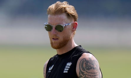 Ben Stokes looks to teammates during a practice session in Multan