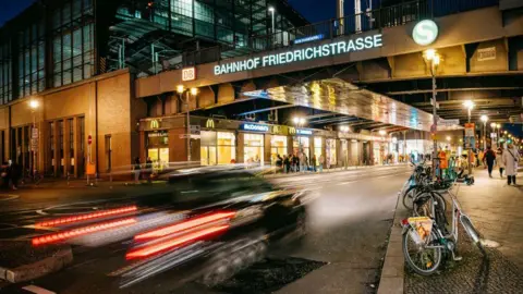 BBC Shot of Friedrichstrasse station in Berlin