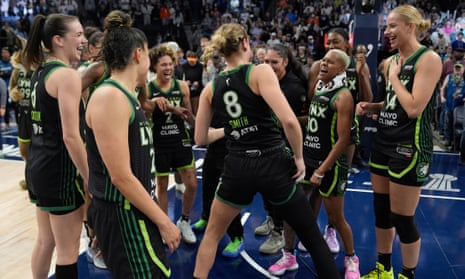 Minnesota Lynx celebrate after securing their place in the WNBA finals