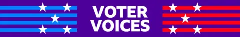 Graphic that reads "Voter Voices"